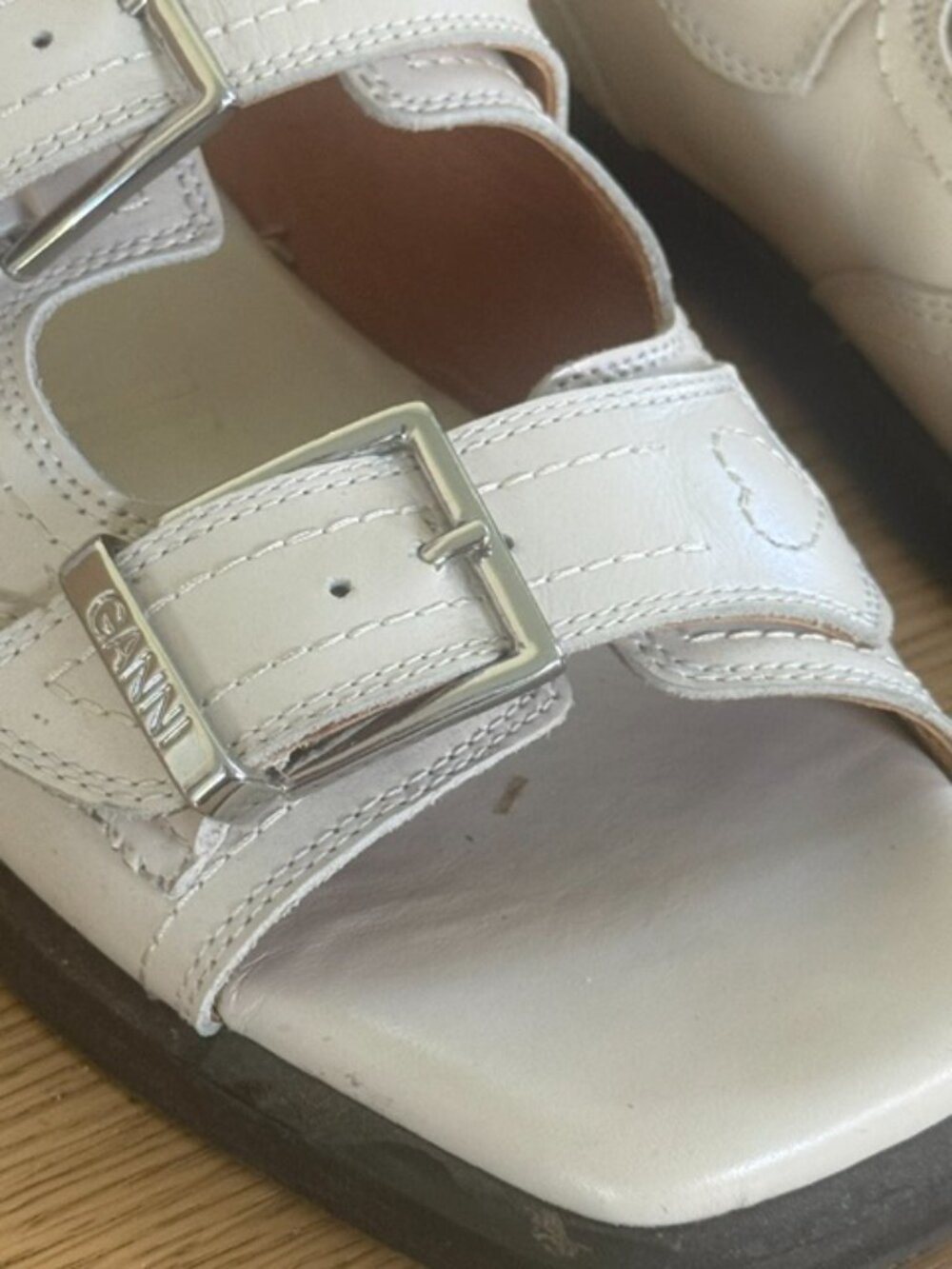 GANNI - White Embroidered Western Sandals - Size 9 - Picture 10 of 14